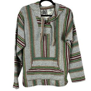 Original Senor Lopez Mexican Baja Boho Hoodie Medium Red Green Yellow Rasta